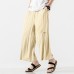 Mens Linen Pants Wide Leg Baggy Holiday Casual Trousers Hiking Sport Cycling Pants