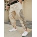 Men 100  Cotton Patchwork Color Block Elastic Waist Ankle Length Casual Pants