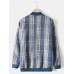 Mens Plaid Baseball Collar Zip Front Casual Jacket With Buttoned Pocket