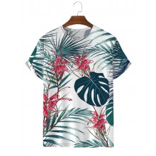 Tropical Flower Print Short Sleeve T-Shirt