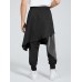 Mens Punk Drawstring Patchwork Color Block Harem Pants