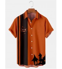 Men's Vintage Breathable Halloween Short Sleeve Shirt