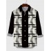 Plaid Series Retro Plaid Decorated Patchwork Printing Men's Long Sleeve Shirt