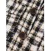 Mens Plaid Double Pockets Woolen Thick Button Lapel Casual Jacket